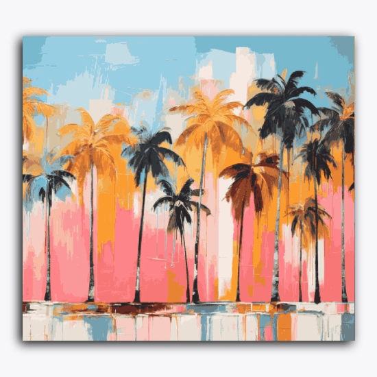 Coconut Tree Beach side-Wooden Frame / 18x20 inch / 32 Palette