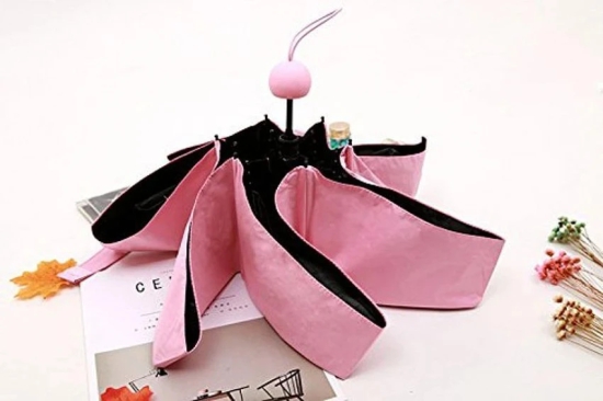 Eastern Club Stylish & Cute Capsule Travel Umbrella 4 Fold Strong & UV Proof Sun-Rain Umbrella - Pink