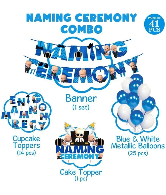 Zyozi 41 Pcs -Boss Baby Theme Naming Ceremony Decoration/Naming Ceremony Decoration Items for Baby/Naming Ceremony Decoration - Colour Blue - Blue