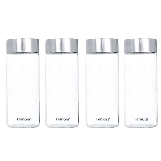 Femora Borosilicate Glass Water Bottle Durability and Elegance Combined, 750ML(1 Pc Set) (Steel Lid)