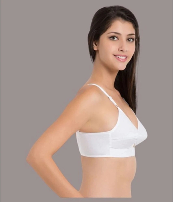 Zourt - White Cotton Non Padded Womens Everyday Bra ( Pack of 3 ) - None