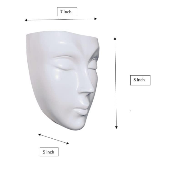 DZIGN Face Planter, White Head Planter for Home Decor and Garden Hanging. White Female Face Planter Pack of 1.