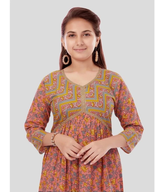 Aarika Peach Cotton Girls Kurti ( Pack of 1 ) - None