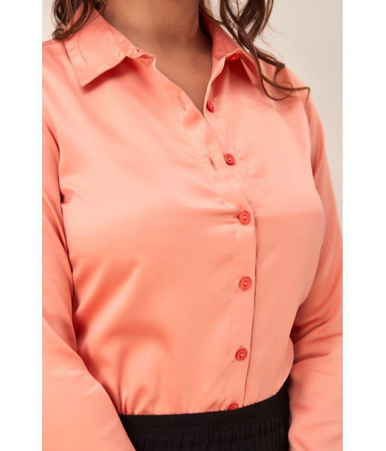 SVARCHI - Coral Satin Women's Shirt Style Top ( Pack of 1 ) - None