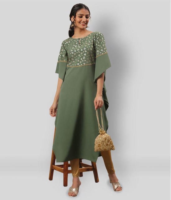 Janasya - Green Crepe Women''s Kaftan Kurti ( Pack of 1 ) - 3XL