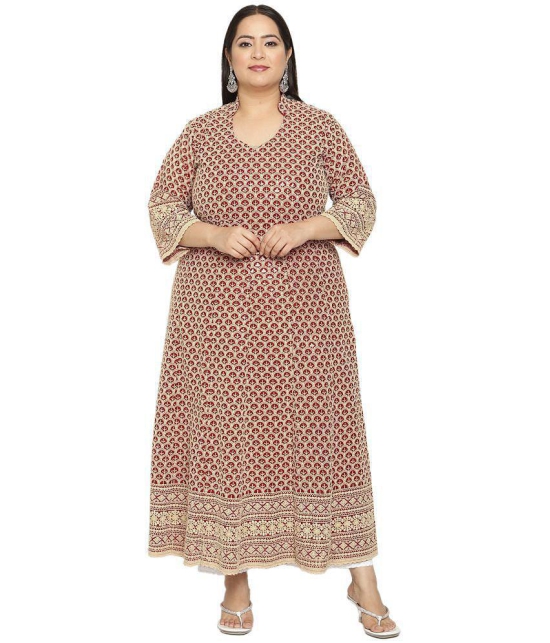 Queenley - Maroon Cotton Womens Flared Kurti ( Pack of 1 ) - None