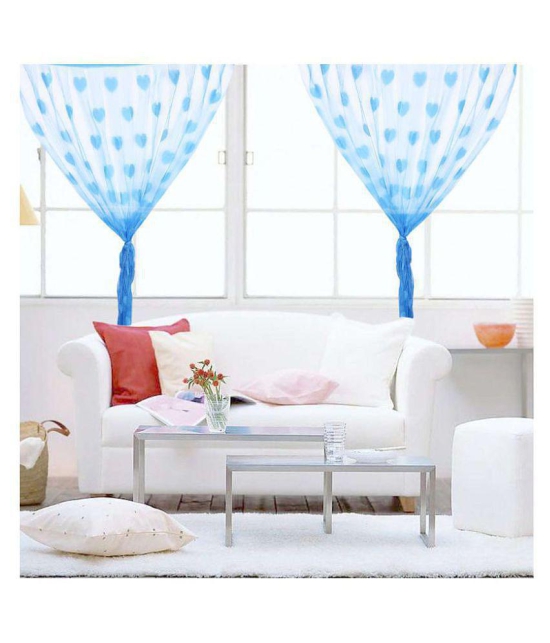 YUTIRITI Set of 2 Window Heart String Curtain - Blue