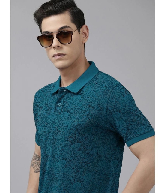 ADORATE - Teal Blue Cotton Blend Regular Fit Mens Polo T Shirt ( Pack of 1 ) - None