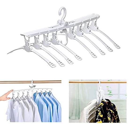 NIDY® 8 in 1 Innovative Magic Folding Clothes Hanger,360 Degree Rotating Hooks,Saving 70 Percent of The Space,Durable and Non-Slipping Foldable 8 in 1 Closet Organizer Hanger,