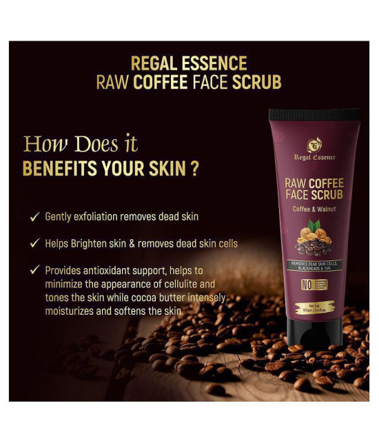 Regal Essence Raw Coffee Face Scrub for Women & Men with Walnut,Removes Dead Skin Cell, Blackheads,100gn(Pack of 2)