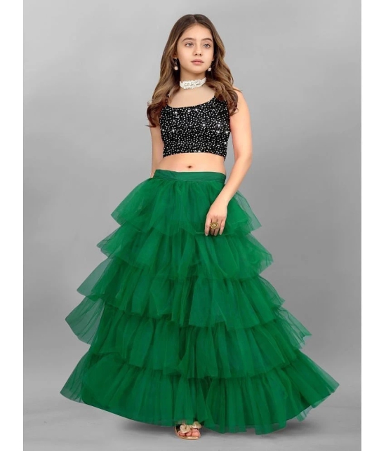 JULEE - Green Net Girls Lehenga Skirt ( Pack of 1 ) - None