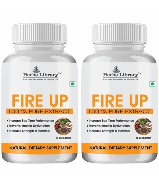 Herbs Library Fire up Supplement, Maintain Strength & Stamina 60 Capsules Each (Pack of 2)