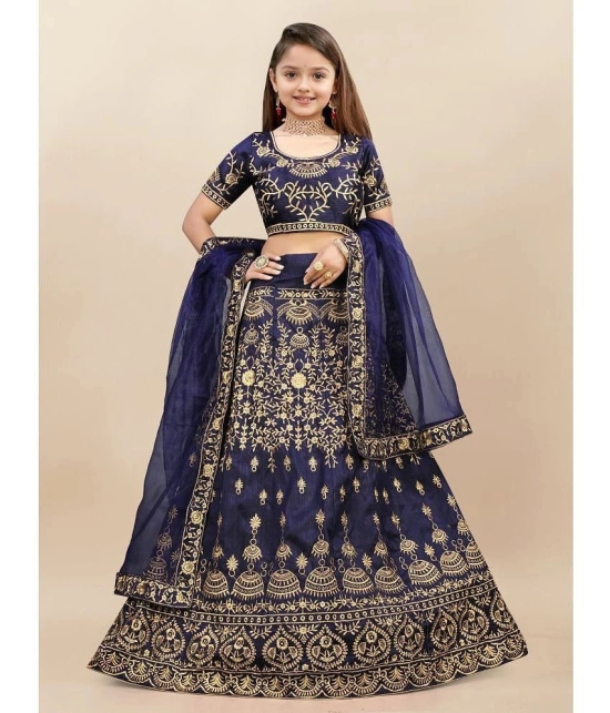 A TO Z CART Blue Silk Girls Lehenga Choli Set ( Pack of 1 ) - None