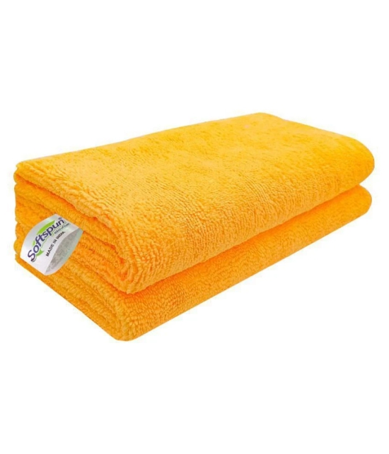 SOFTSPUN Microfiber Cleaning Cloths, 3pcs 40x40cms 340GSM Orange! Highly Absorbent, Lint and Streak Free, Multi -Purpose Wash Cloth for Kitchen, Car, Window, Stainless Steel, silverware.