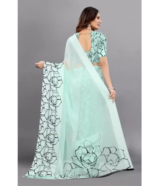 Sitanjali - SkyBlue Georgette Saree With Blouse Piece ( Pack of 1 ) - SkyBlue