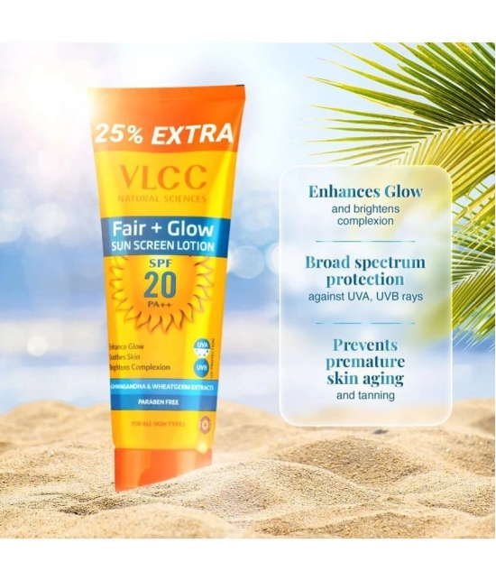 VLCC Fair+ Glow Sunscreen Lotion SPF 20 PA ++, 100 g with 25 g Extra