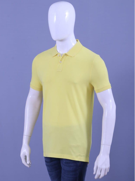 Mens Yellow Enzyme Finish Solid PoloT-Shirt