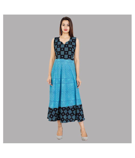 Rangun Cotton Blue A- line Dress - XL