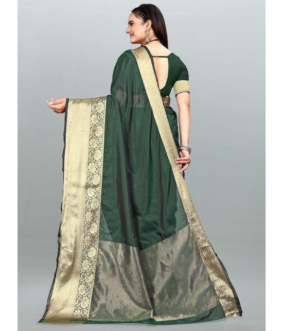 Om Shantam Sarees - Green Organza Saree With Blouse Piece ( Pack of 1 ) - Green