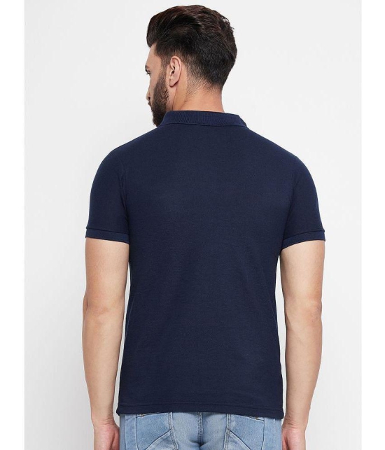 MXN - Navy Blue Cotton Blend Regular Fit Men's Polo T Shirt ( Pack of 1 ) - None