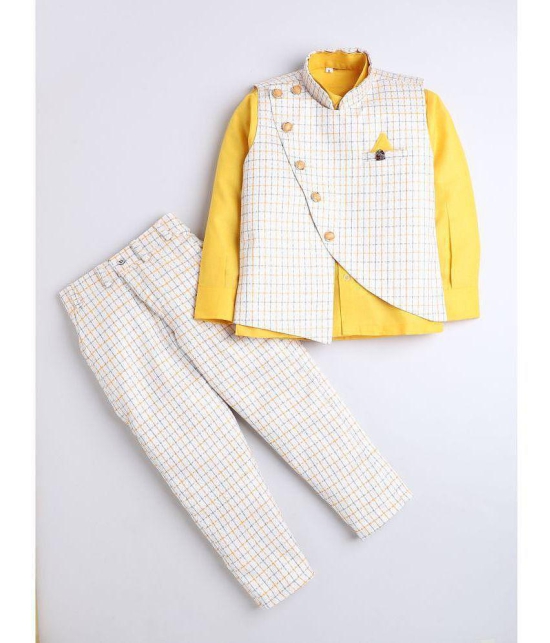 DKGF Fashion - Yellow Cotton Blend Boys 2 Piece Suit ( Pack of 1 ) - None