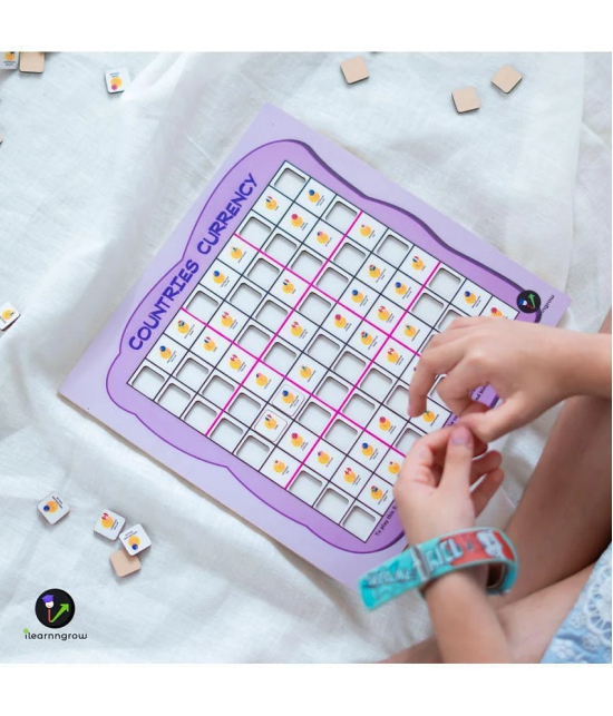 ilearnngrow Countries Currency Sudoku (Size: 11 X 11 X 1) Made by MDF Sudoku for 6-8 years Unisex Kids - Multicolor