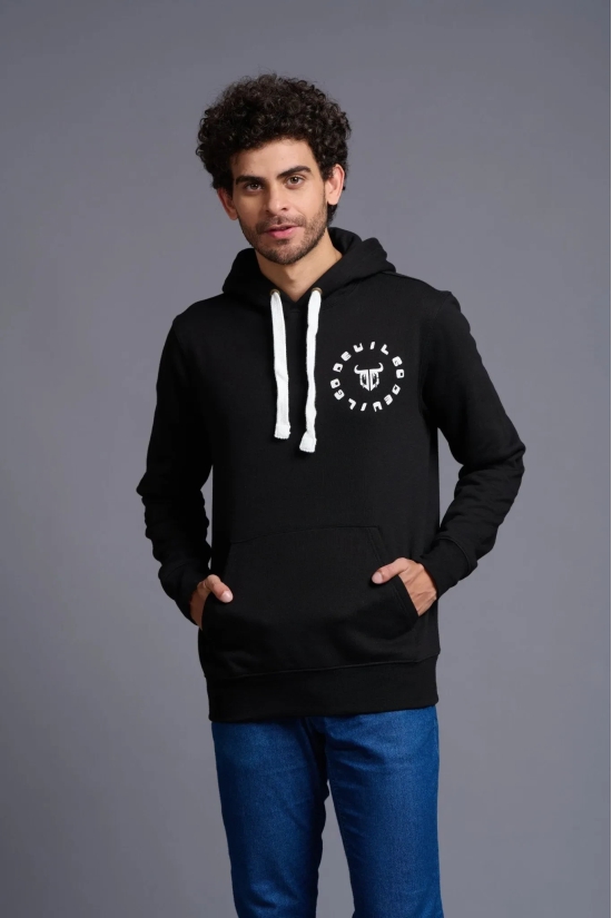 Devil Printed Black Hoodie for Men L