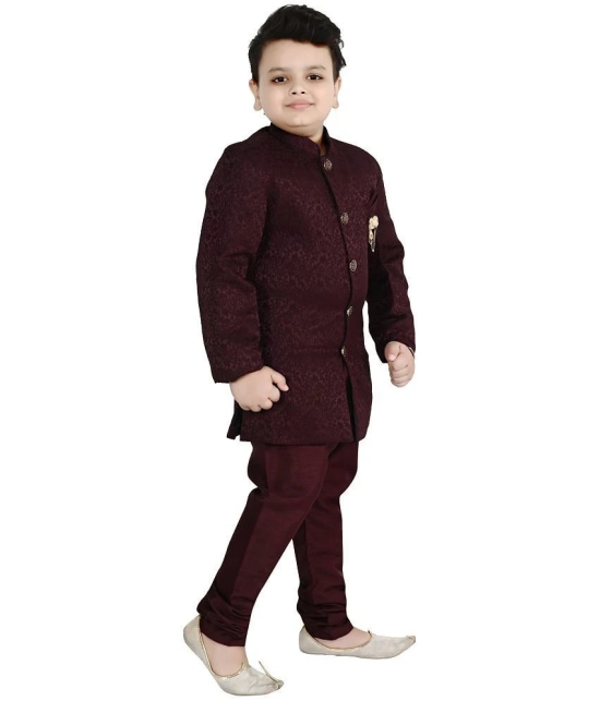 Arshia Fashions Maroon Jacquard Boys Sherwani ( Pack of 1 ) - None