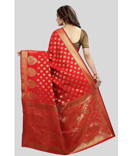 Gazal Fashions - Red Banarasi Silk Saree With Blouse Piece ( Pack of 1 ) - Red