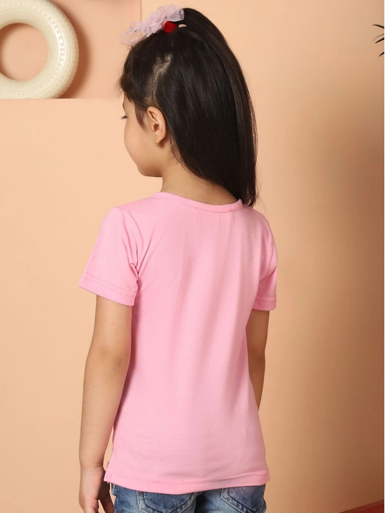 MINI & MING Girls Solid V-Neck Pure Cotton T-shirt