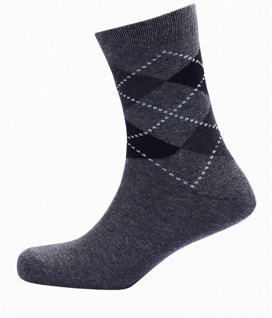 WILDSTUFF - Cotton Mens Argyle Light Grey Mid Length Socks ( Pack of 4 ) - Light Grey