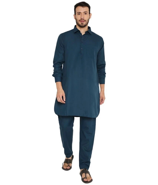 Maharaja Green Polyester Blend Kurta Pyjama Set - None