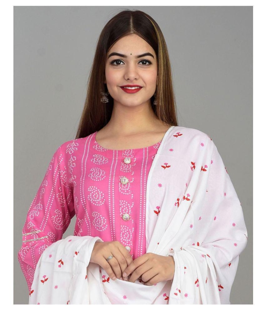 Lee Moda - Pink Straight Rayon Women's Stitched Salwar Suit ( Pack of 1 ) - XXL