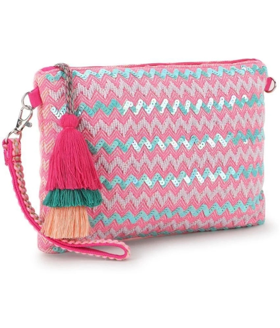 Anekaant - Pink Cotton Sling Bag - Pink