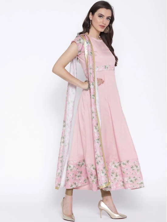 Women Pink Solid Anarkali Kurta