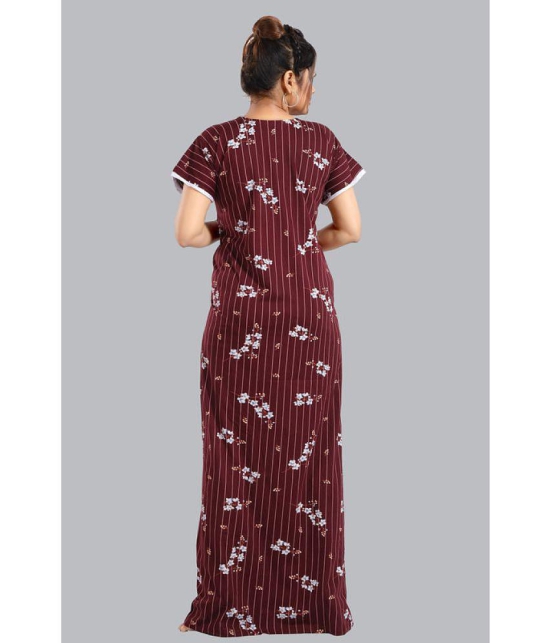 FOMTI Maroon Cotton Nighty - Free Size