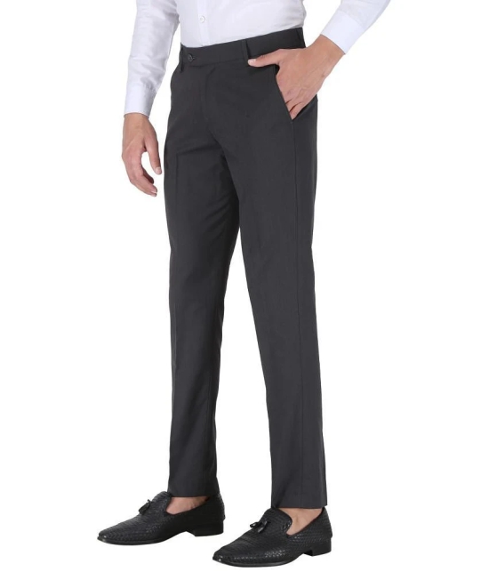 Playerz Poly Blend Slim -Fit Solid Grey Mens Trousers Single Pack - None