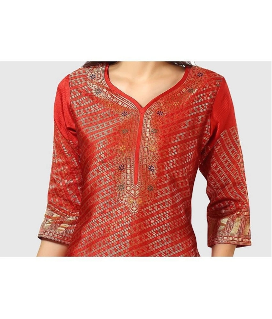 Meher Impex - Rust Art Silk Womens A-line Kurti ( Pack of 1 ) - None