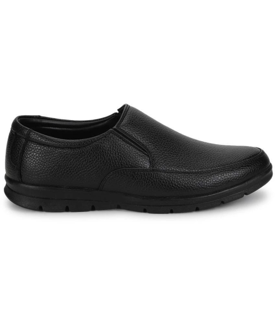 UrbanMark Men Comfortable Round-Toe Faux Leather Slip On Formal Shoes- Black - None