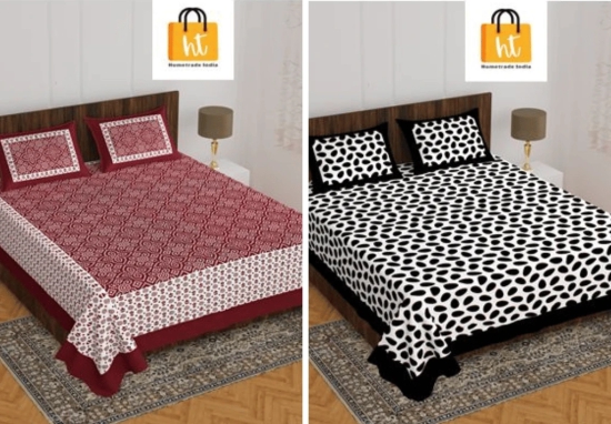 Bedsheet  Adda -100% Pure Cotton Jaipuri Printed Double Bedsheet-