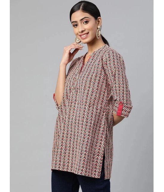 SVARCHI - Beige Cotton Womens Straight Kurti ( Pack of 1 ) - None