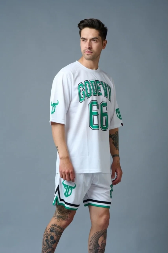 Go Devil 66 (in Green) Printed White Polyester Co-ord Set for Men L