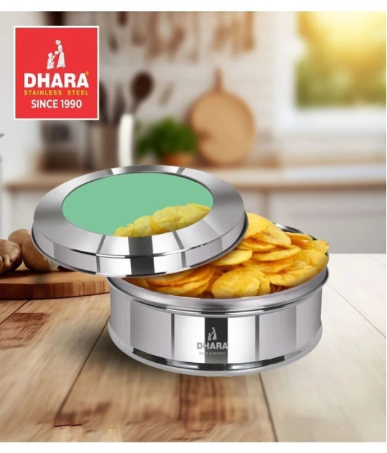 Dhara Stainless Steel Steel Silver Food Container ( Set of 1 ) - Silver