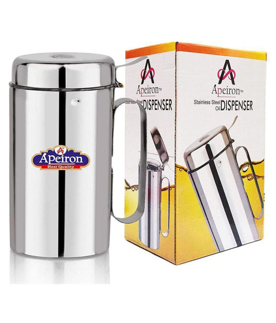 APEIRON Oil can Dispenser Steel Oil Container/Dispenser Set of 2 1250 mL - Silver