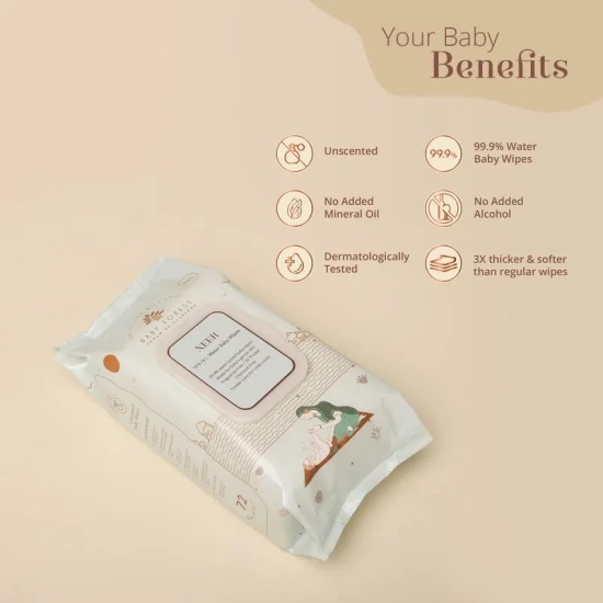 Baby Forest Neer 99.9% Water Baby Wipes- Pack of 11 | Ideal for 0 Plus Months | No Added Fragrance | Cruelty-Free | Plant-Based Formulations | Pack of 11 Wipes | Dermatologically Tested