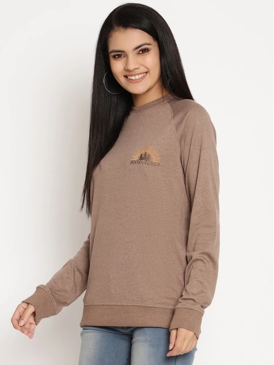 Women Wanderer Brown Solid Sweatshirt-XL