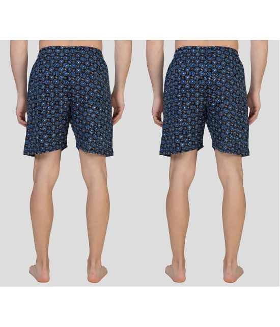 Zeffit - Blue Cotton Mens Shorts ( Pack of 2 ) - None