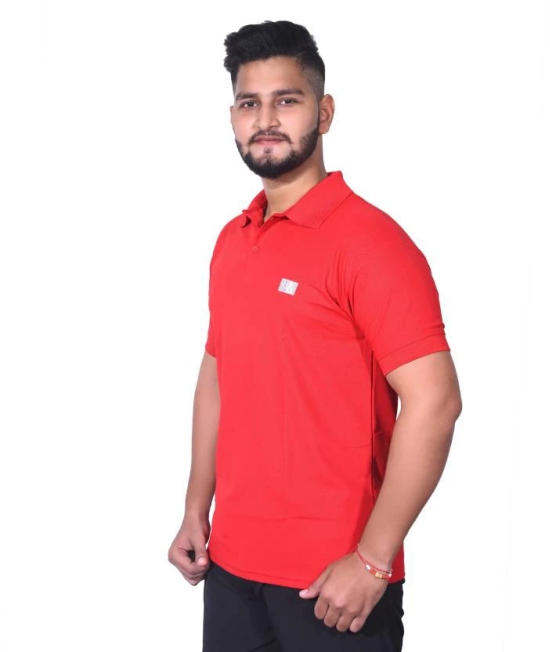 Men Solid Polo Neck Cotton Blend Red T-Shirt