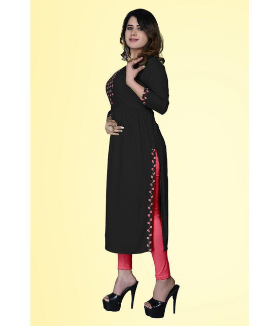 haya fashion - Black Rayon Women's A-line Kurti ( Pack of 1 ) - None