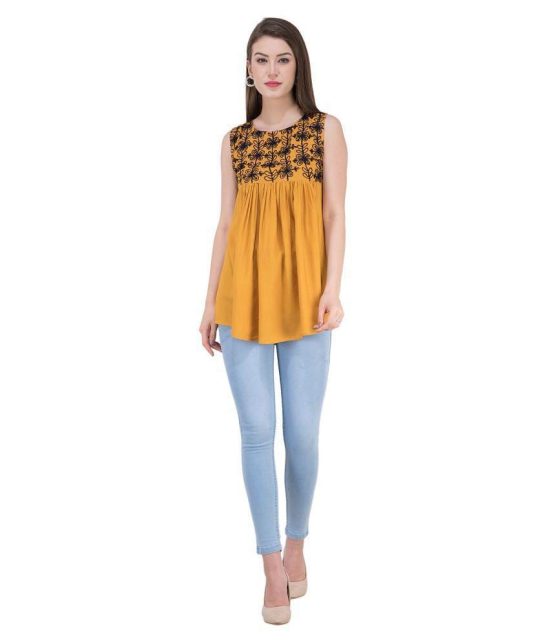 SAAKAA Rayon Regular Tops - Yellow - 2XL